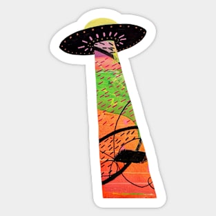 Colorful UFO Sticker